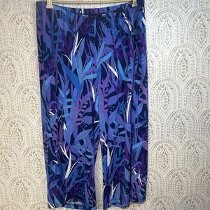 Bob Mackie Womens Size 1x Wearable Art Mutli Color Wide Leg Stretch Cropped